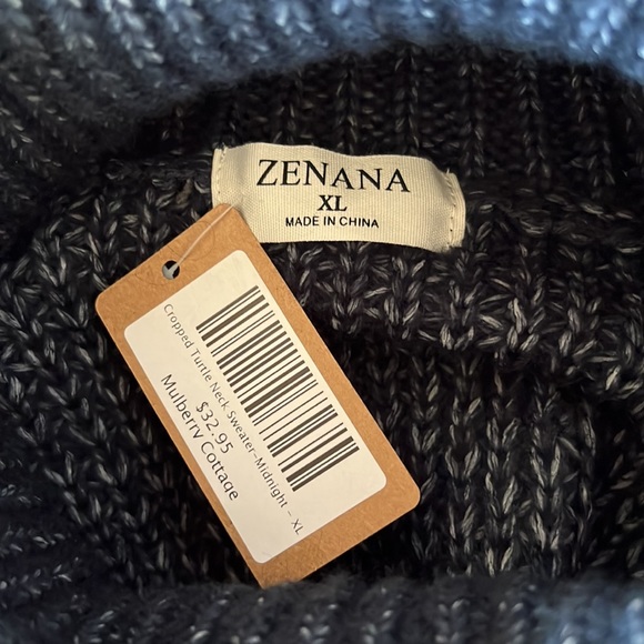 Zenana, Midnight Blue Cropped Turtleneck Sweater - Picture 4 of 4